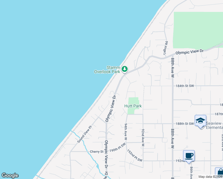 map of restaurants, bars, coffee shops, grocery stores, and more near 18410 Olympic View Drive in Edmonds