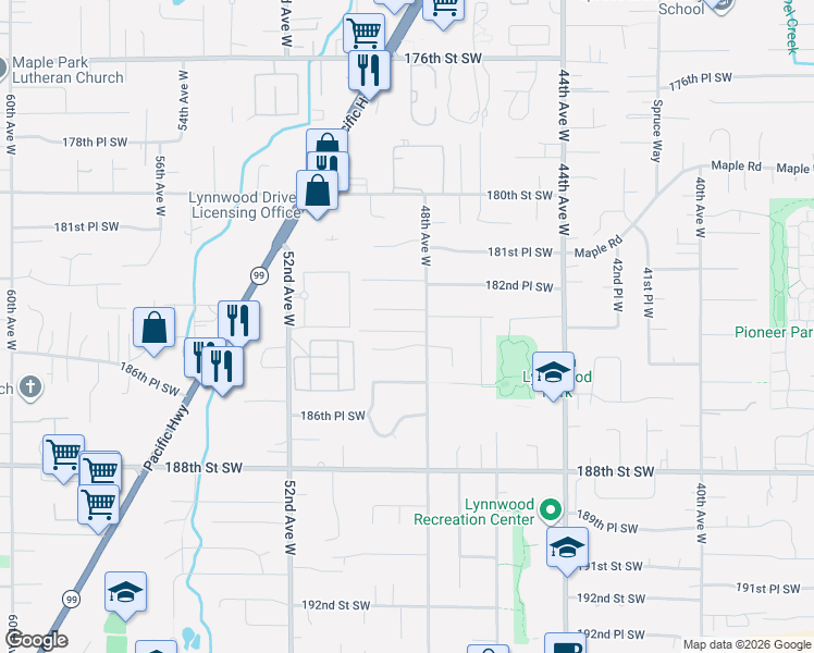 map of restaurants, bars, coffee shops, grocery stores, and more near 18328 48th Avenue West in Lynnwood