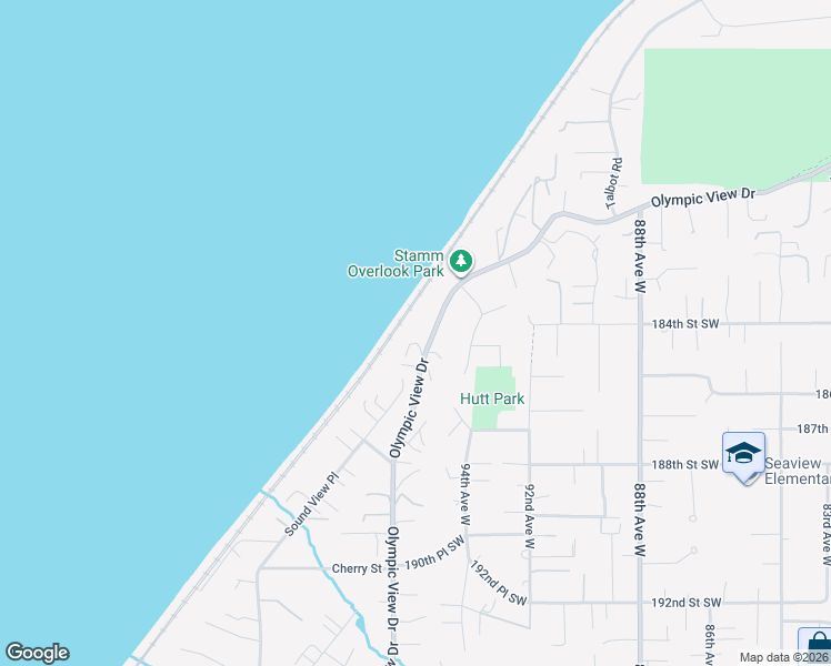 map of restaurants, bars, coffee shops, grocery stores, and more near 18410 Olympic View Drive in Edmonds