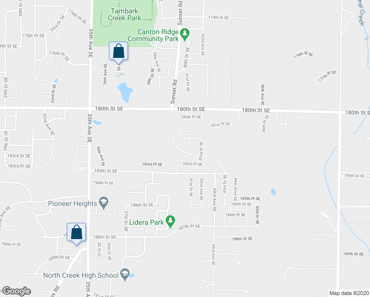 map of restaurants, bars, coffee shops, grocery stores, and more near 18214 41st Avenue Southeast in Bothell