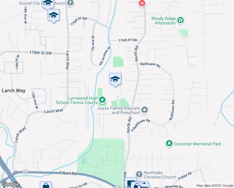 map of restaurants, bars, coffee shops, grocery stores, and more near 18218 N Rd in Bothell