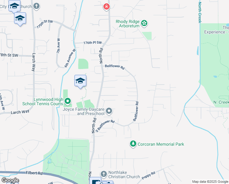 map of restaurants, bars, coffee shops, grocery stores, and more near 121 182nd Street Southeast in Bothell