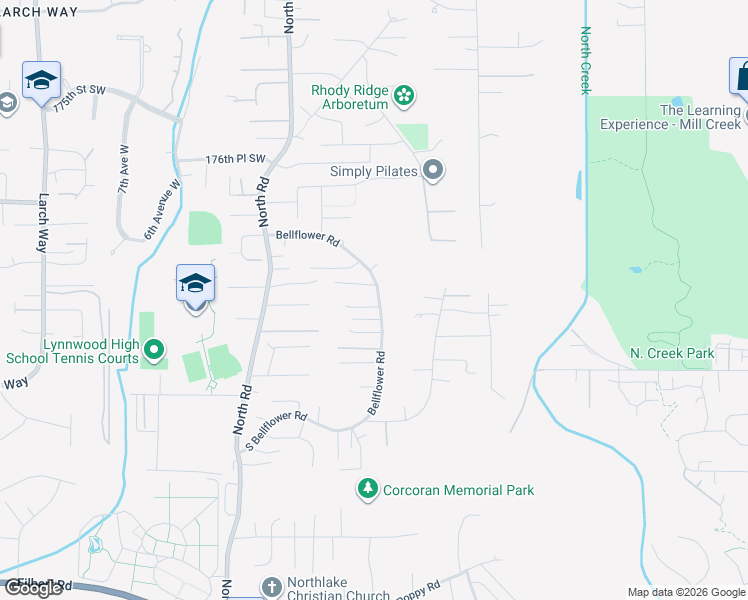 map of restaurants, bars, coffee shops, grocery stores, and more near 23 182nd Street Southwest in Bothell