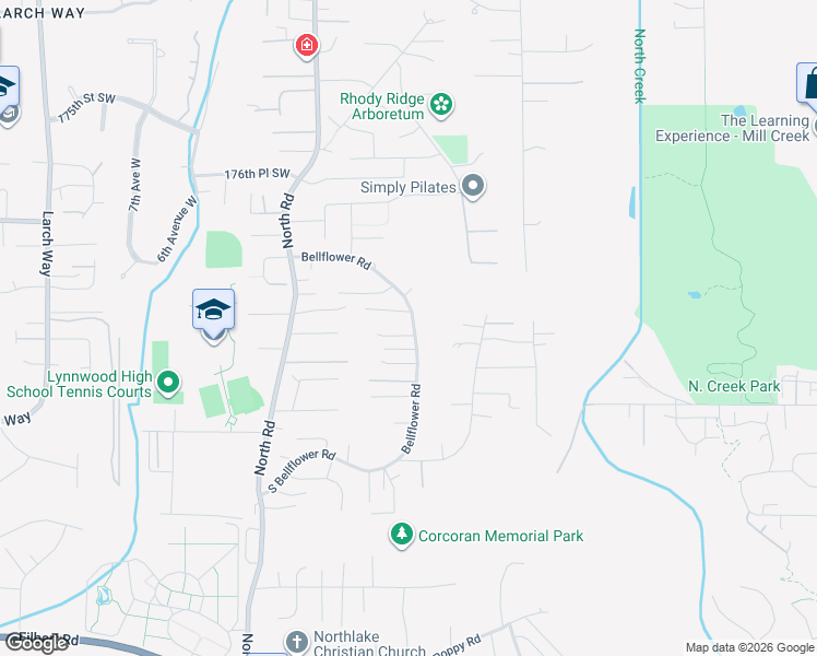 map of restaurants, bars, coffee shops, grocery stores, and more near 23 182nd Street Southwest in Bothell