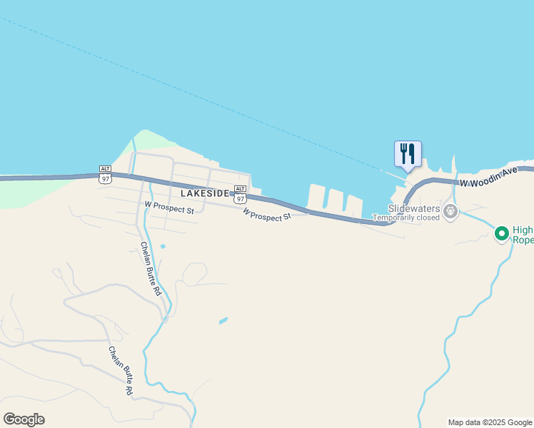 map of restaurants, bars, coffee shops, grocery stores, and more near 1917 West Woodin Avenue in Chelan