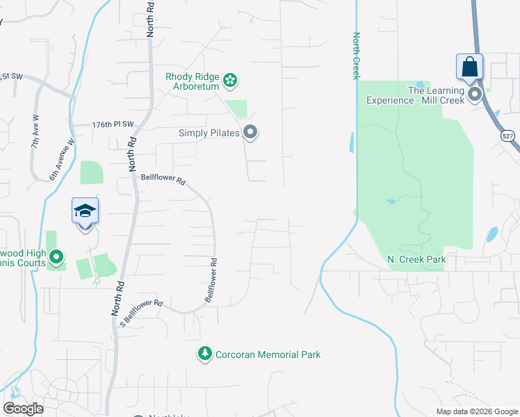 map of restaurants, bars, coffee shops, grocery stores, and more near 18011 Baldwin Road in Bothell