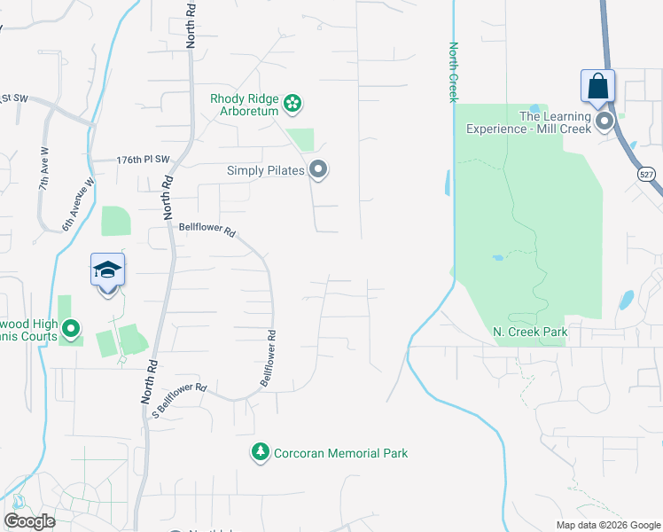 map of restaurants, bars, coffee shops, grocery stores, and more near 18011 Baldwin Road in Bothell