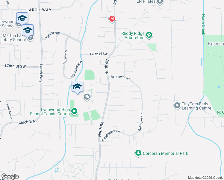 map of restaurants, bars, coffee shops, grocery stores, and more near 17927 North Road in Bothell