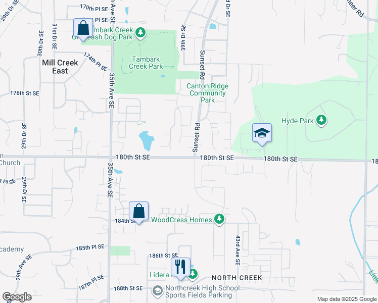 map of restaurants, bars, coffee shops, grocery stores, and more near 17914 Sunset Road in Bothell