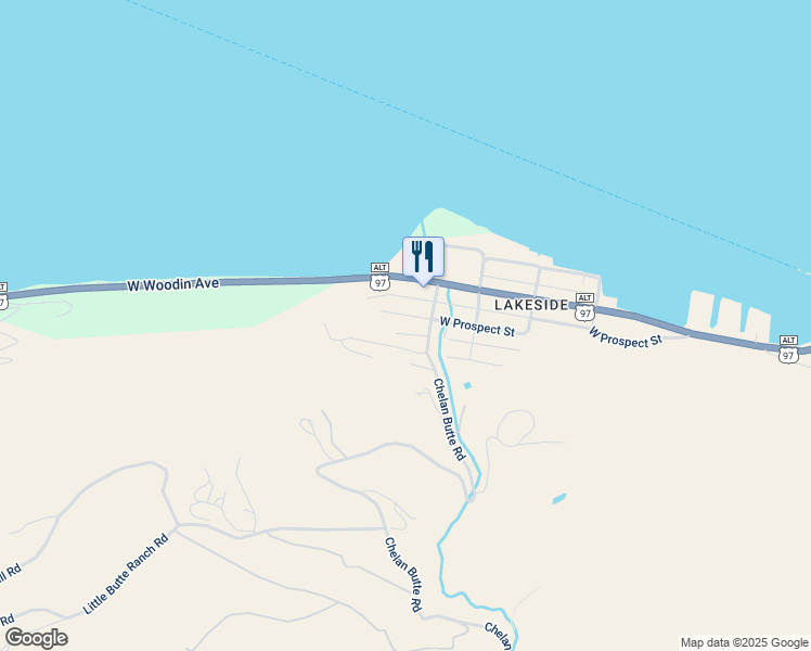 map of restaurants, bars, coffee shops, grocery stores, and more near 2315 West Prospect Street in Chelan