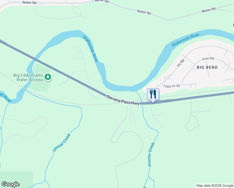 map of restaurants, bars, coffee shops, grocery stores, and more near 18013 433rd Avenue Southeast in Gold Bar
