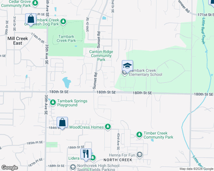 map of restaurants, bars, coffee shops, grocery stores, and more near 17913 41st Drive Southeast in Bothell