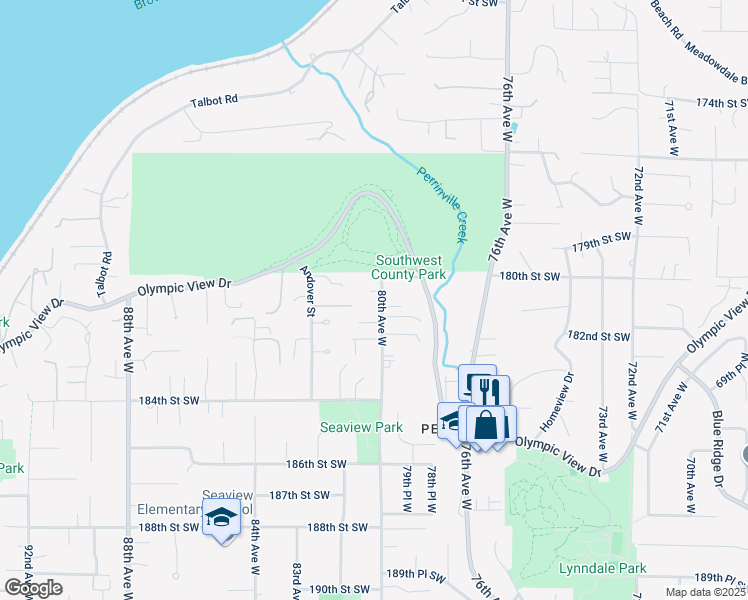 map of restaurants, bars, coffee shops, grocery stores, and more near 8006 180th Place Southwest in Edmonds