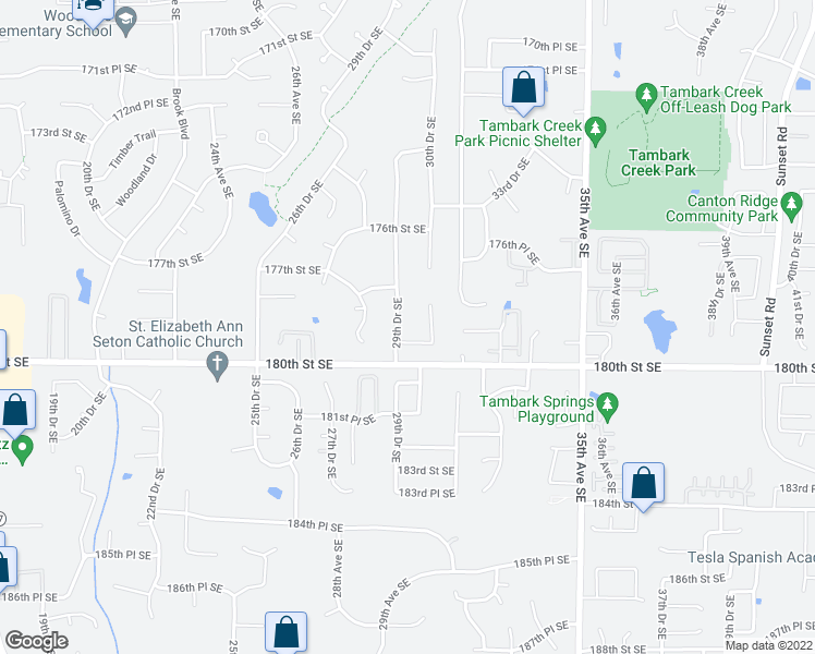 map of restaurants, bars, coffee shops, grocery stores, and more near 17921 29th Drive Southeast in Bothell