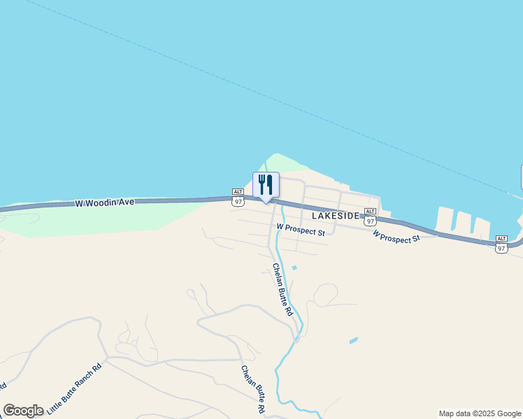 map of restaurants, bars, coffee shops, grocery stores, and more near 2315 West Prospect Street in Chelan