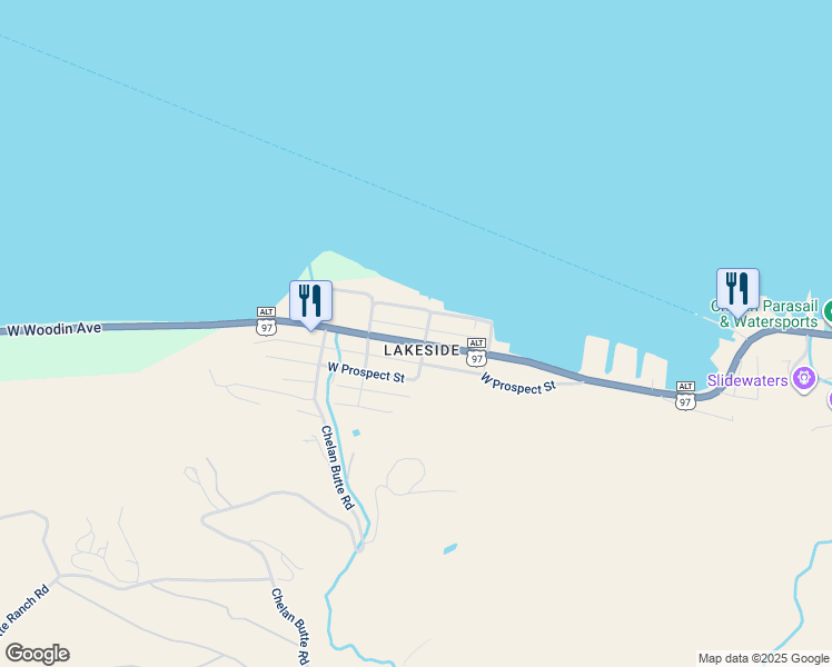 map of restaurants, bars, coffee shops, grocery stores, and more near 2111 West Terrace Avenue in Chelan
