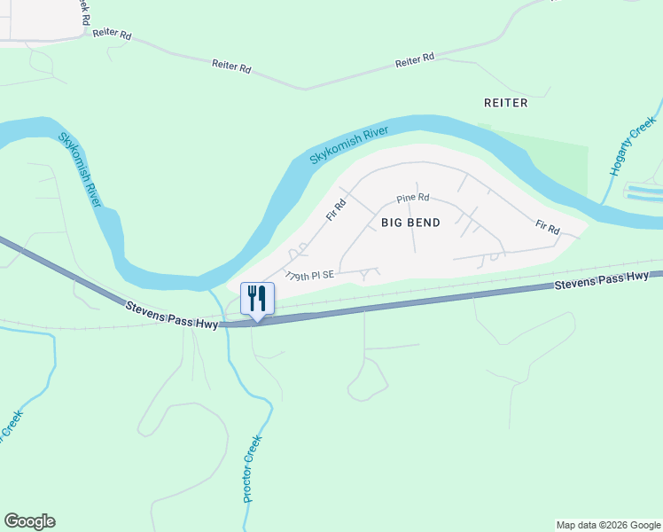 map of restaurants, bars, coffee shops, grocery stores, and more near 44112 Fir Road in Gold Bar