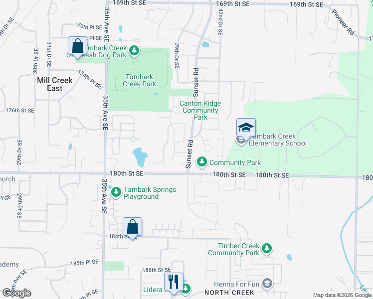 map of restaurants, bars, coffee shops, grocery stores, and more near 17733 40th Drive Southeast in Bothell