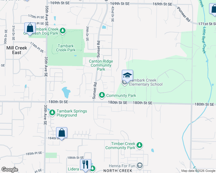map of restaurants, bars, coffee shops, grocery stores, and more near 4111 177th Place Southeast in Bothell