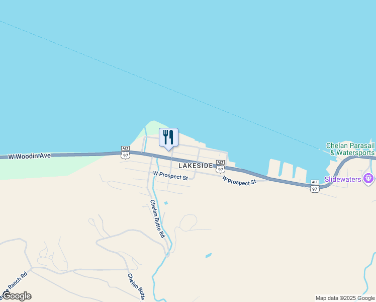 map of restaurants, bars, coffee shops, grocery stores, and more near 2111 West Terrace Avenue in Chelan