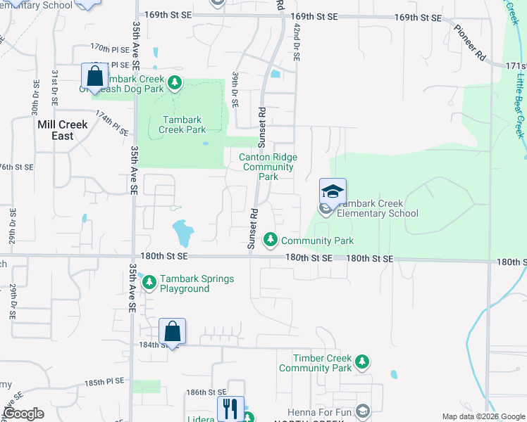 map of restaurants, bars, coffee shops, grocery stores, and more near 17733 40th Drive Southeast in Bothell