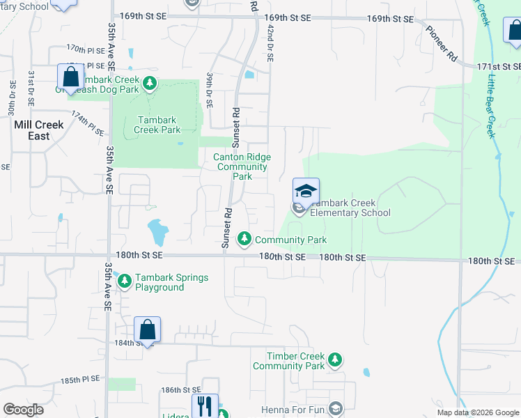 map of restaurants, bars, coffee shops, grocery stores, and more near 4111 177th Place Southeast in Bothell