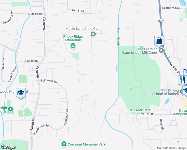 map of restaurants, bars, coffee shops, grocery stores, and more near 17733 3rd Avenue Southeast in Bothell