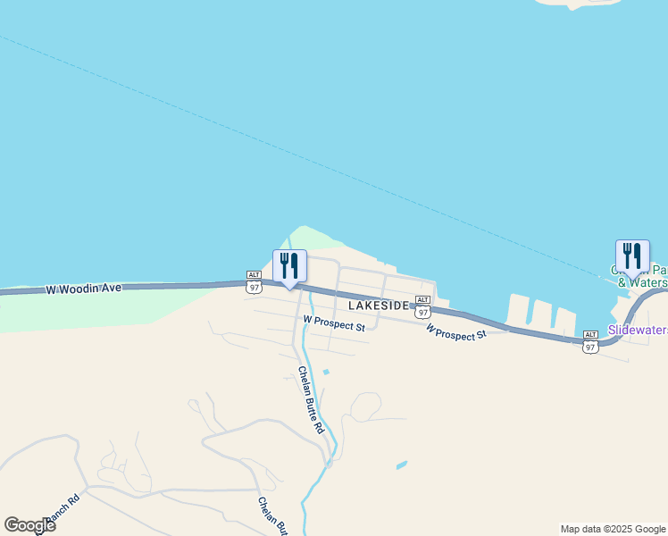 map of restaurants, bars, coffee shops, grocery stores, and more near 102 North East Center Street in Chelan