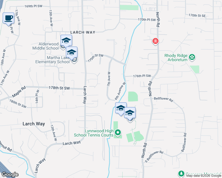 map of restaurants, bars, coffee shops, grocery stores, and more near 17811 7th Avenue West in Bothell