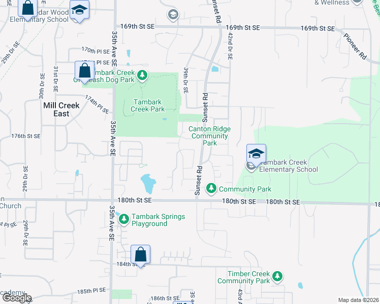map of restaurants, bars, coffee shops, grocery stores, and more near 3906 176th Street Southeast in Bothell