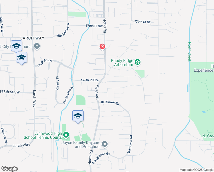 map of restaurants, bars, coffee shops, grocery stores, and more near 121 176th Place Southwest in Bothell