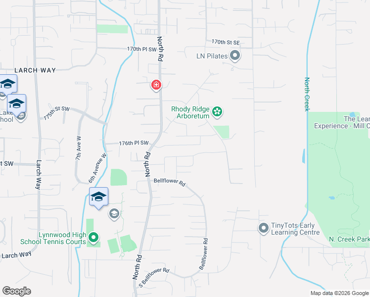 map of restaurants, bars, coffee shops, grocery stores, and more near 12 176th Place Southwest in Bothell