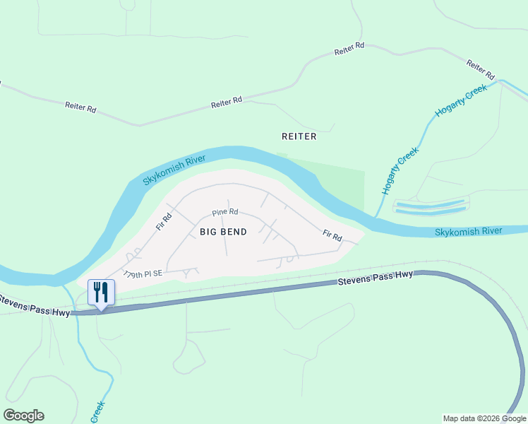 map of restaurants, bars, coffee shops, grocery stores, and more near 17623 444th Drive Southeast in Gold Bar