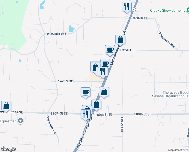 map of restaurants, bars, coffee shops, grocery stores, and more near 17428 Washington 9 in Snohomish