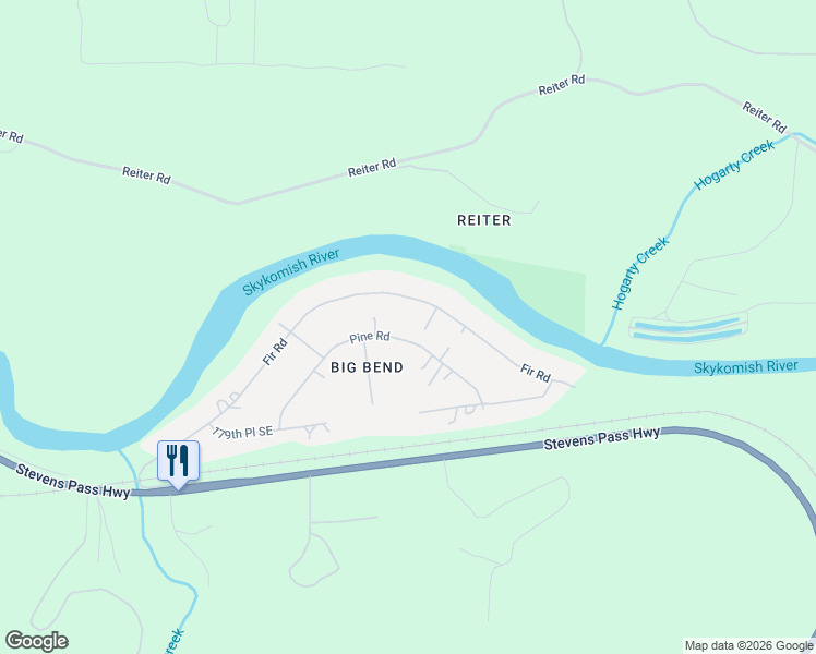 map of restaurants, bars, coffee shops, grocery stores, and more near 17623 444th Drive Southeast in Gold Bar