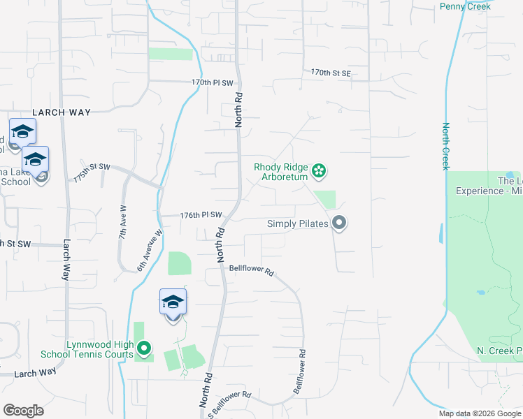 map of restaurants, bars, coffee shops, grocery stores, and more near 121 176th Place Southwest in Bothell