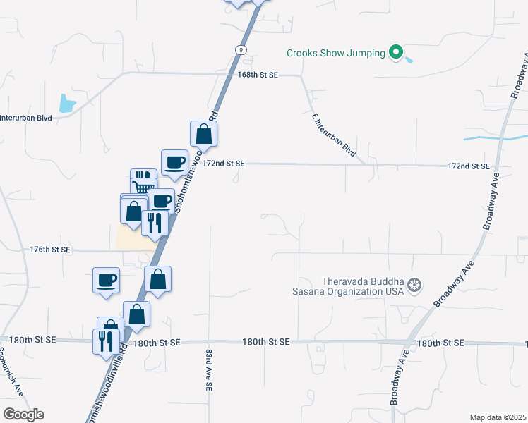map of restaurants, bars, coffee shops, grocery stores, and more near 8500 172nd Street Southeast in Snohomish