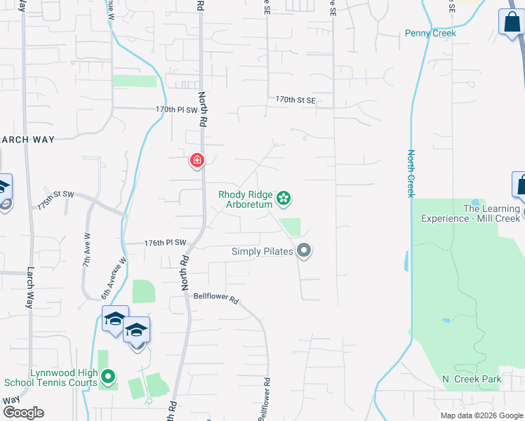 map of restaurants, bars, coffee shops, grocery stores, and more near 17424 Clover Road in Bothell