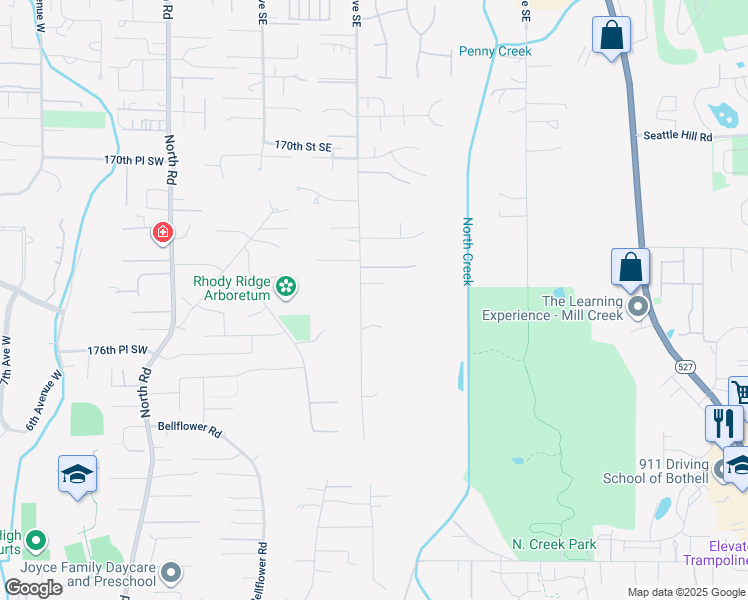 map of restaurants, bars, coffee shops, grocery stores, and more near 17423 3rd Avenue Southeast in Bothell