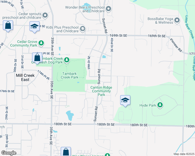 map of restaurants, bars, coffee shops, grocery stores, and more near 4012 174th Street Southeast in Bothell