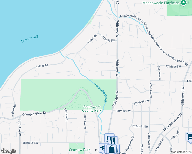 map of restaurants, bars, coffee shops, grocery stores, and more near 7806 175th Street Southwest in Edmonds