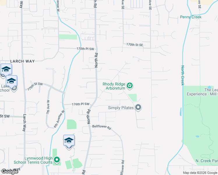 map of restaurants, bars, coffee shops, grocery stores, and more near 13 174th Place Southwest in Bothell