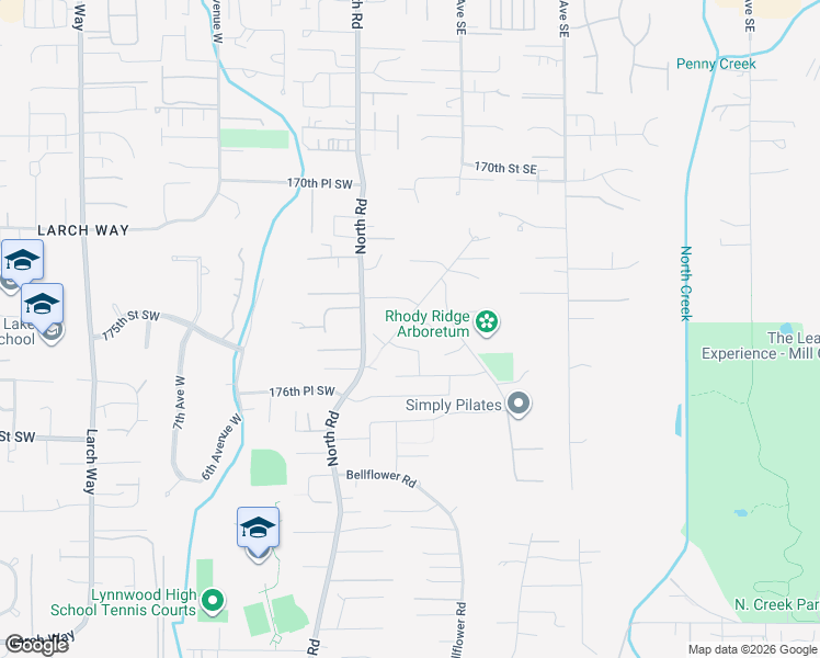 map of restaurants, bars, coffee shops, grocery stores, and more near 13 174th Place Southwest in Bothell