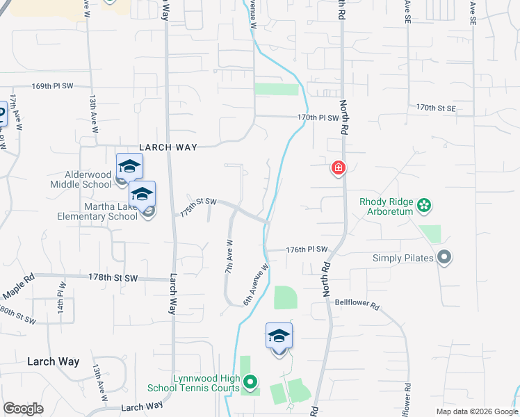 map of restaurants, bars, coffee shops, grocery stores, and more near 17428 5th Place West in Bothell