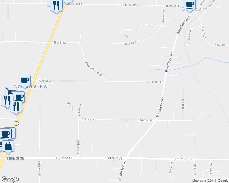 map of restaurants, bars, coffee shops, grocery stores, and more near 9032 172nd Street Southeast in Snohomish