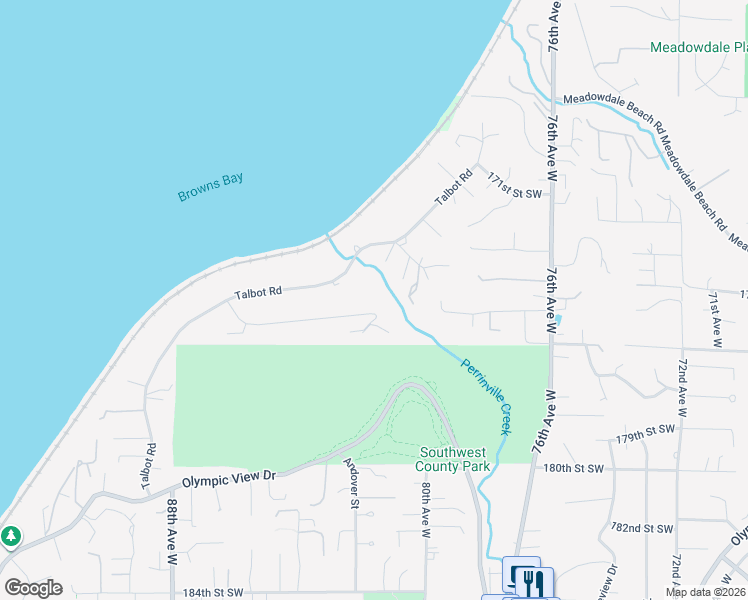 map of restaurants, bars, coffee shops, grocery stores, and more near 8129 Frederick Place in Edmonds