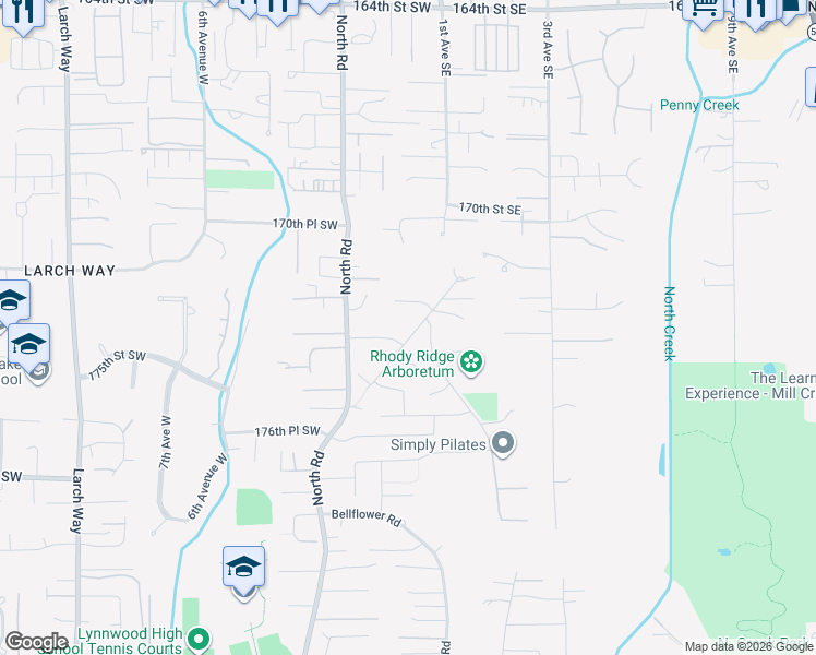 map of restaurants, bars, coffee shops, grocery stores, and more near 17312 Gravenstein Road in Bothell