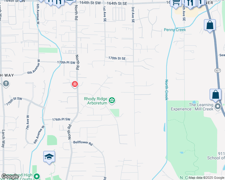 map of restaurants, bars, coffee shops, grocery stores, and more near 119 172nd Place Southeast in Bothell