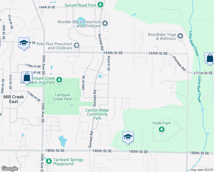 map of restaurants, bars, coffee shops, grocery stores, and more near 4132 172nd Place Southeast in Bothell