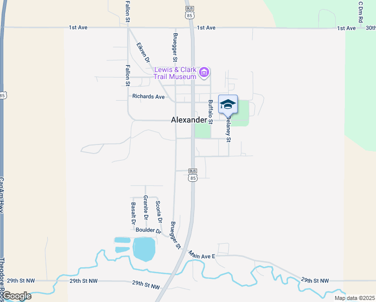 map of restaurants, bars, coffee shops, grocery stores, and more near Theodore Roosevelt Expressway in Alexander